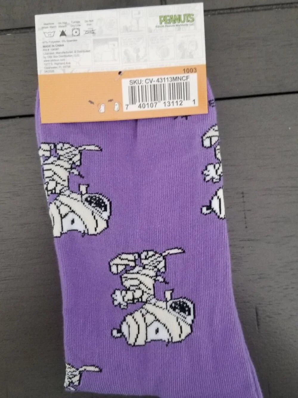 Peanuts Snoopy Halloween Ghost & Mummy Novelty Crew Socks Bundle